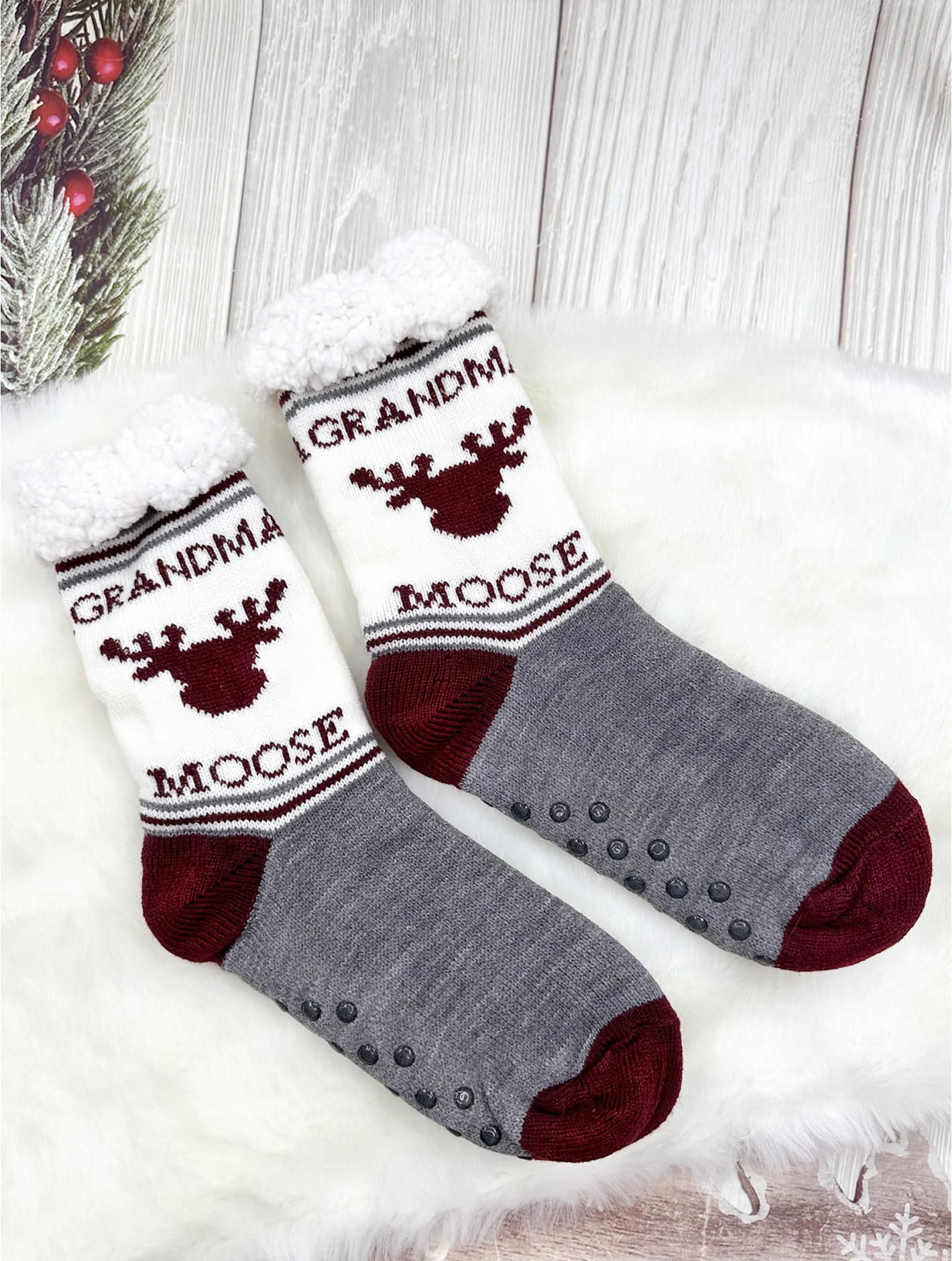 Blue Reindeer Slipper Socks: Christmas Outfits