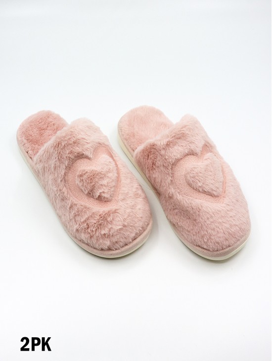 Soft Plush Heart Fuzzy Indoor Slippers