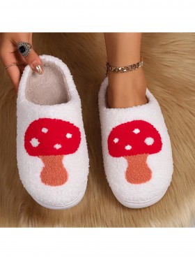 Soft Plush Mushroom Fuzzy Non-Slip Slippers (4 Pairs)