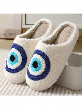 Soft Plush Evil Eye Fuzzy Non-Slip  Slippers (4 Pairs)