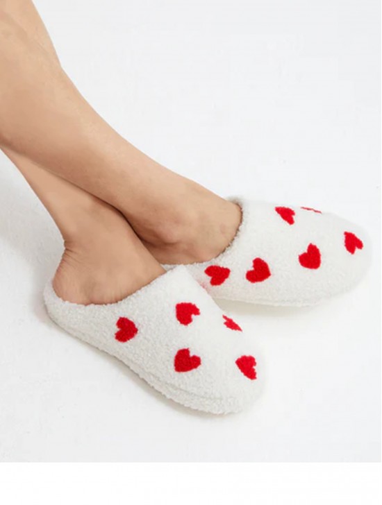 Soft Plush Heart Fuzzy Indoor Slippers (5 Pairs)