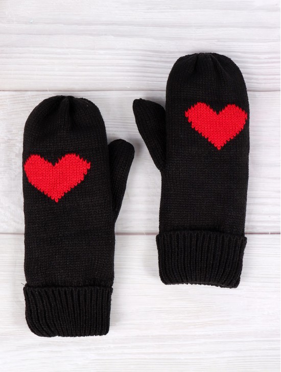 Heart Patterned Mittens