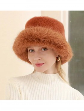 Solid Colour Fuzzy Hat with Brim