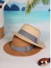 Wide Brim Summer Hat W/ Striped Pattern Trim