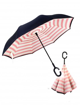 Stiped Print Double Layer Automatic Inverted Umbrellas