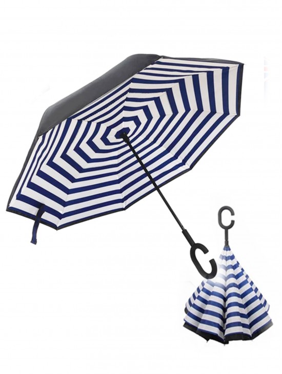 Striped Print Double Layer Automatic Inverted Umbrellas