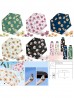 Floral Semi-Automatic Triple Folding Umbrella