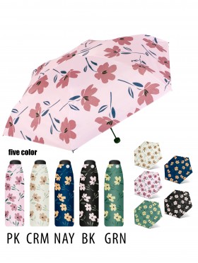 Floral Semi-Automatic Triple Folding Umbrella