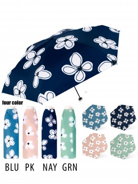 Floral Semi-Automatic Triple Folding Umbrella