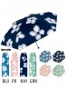 Floral Semi-Automatic Triple Folding Umbrella