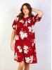 Stretchy Floral Print Dress w/ Collar Tie