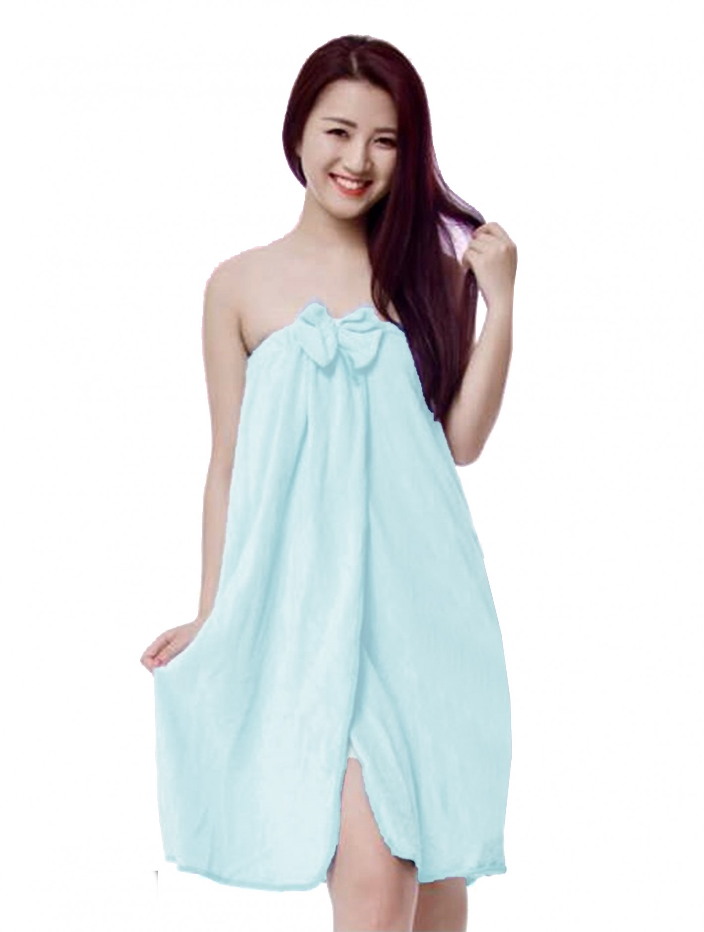 Elasticated Wrap Towel Dress W  Bow