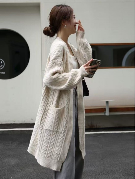 Solid Color Knitted Cardigan