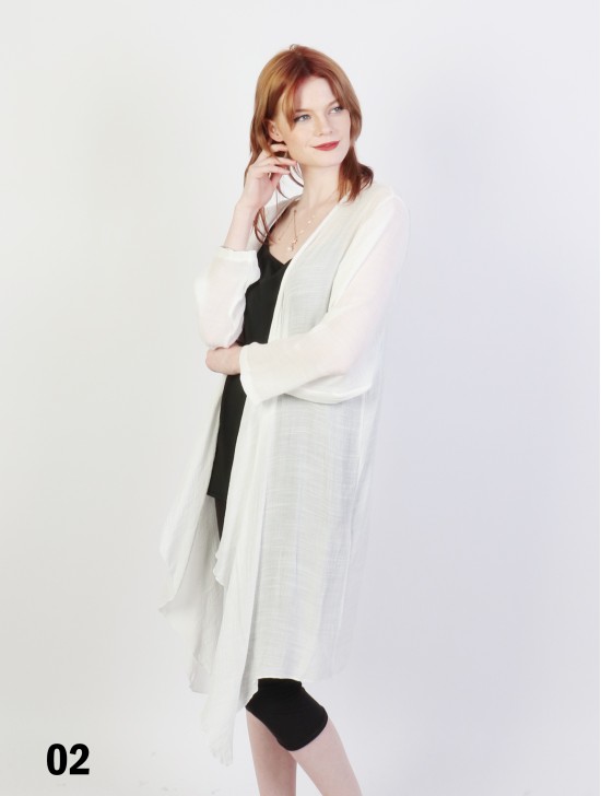 Solid Long-Sleeved Maxi Cardigan