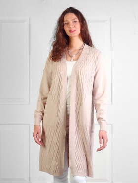 Solid Color Weave Pattern Cardigan W/ Pockets