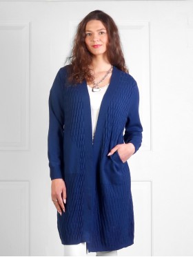 Solid Color Weave Pattern Cardigan W/ Pockets