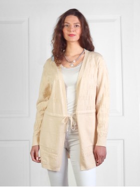 Solid Color Knitted Cardigan W/ Drawstrings