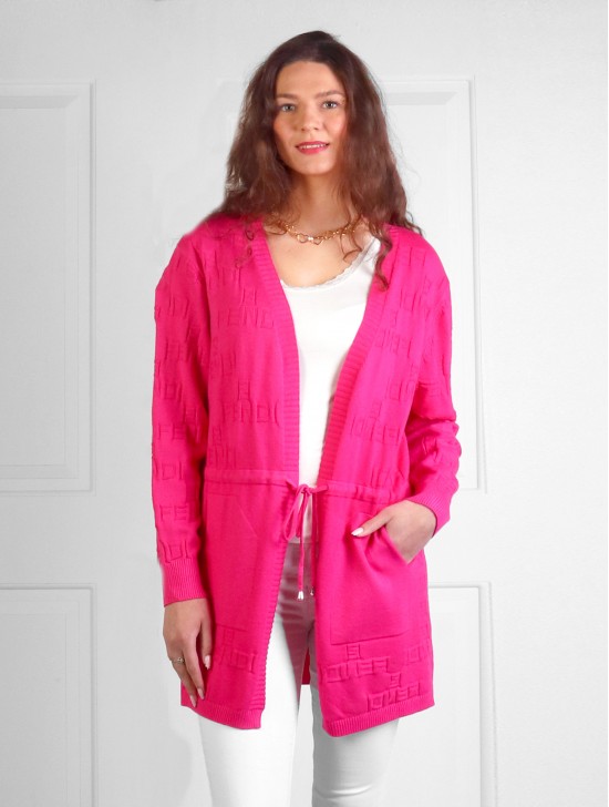 Solid Color Knitted Cardigan W/ Drawstrings