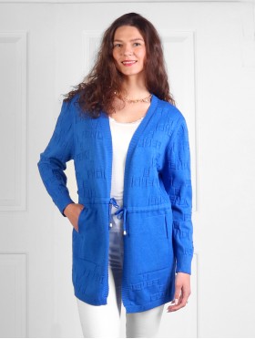 Solid Color Knitted Cardigan W/ Drawstrings