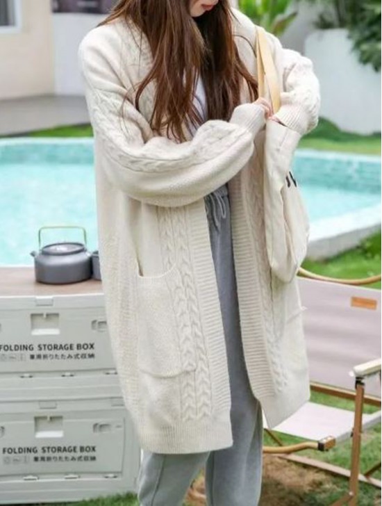 Solid Color Knitted Cardigan