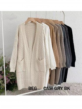 Solid Color Knitted Cardigan