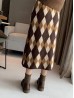 Cashmere Blend Diamond Pattern Stretchy Knitted Skirt