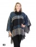 Loose Neck Poncho W/ Big Plaid