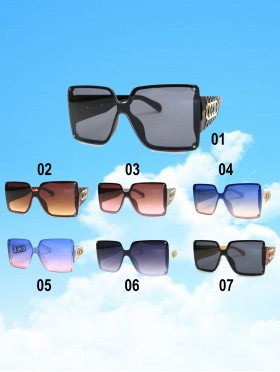 Oversized Gradient Sunglasses W/ Circle Design