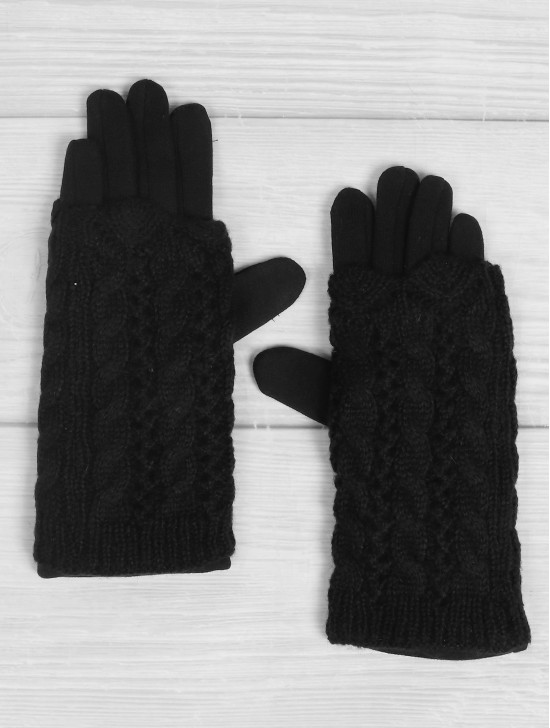 Double Layered Cable Knit Touch Screen Glove