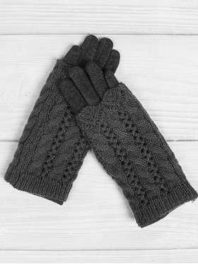 Double Layered Cable Knit Touch Screen Glove