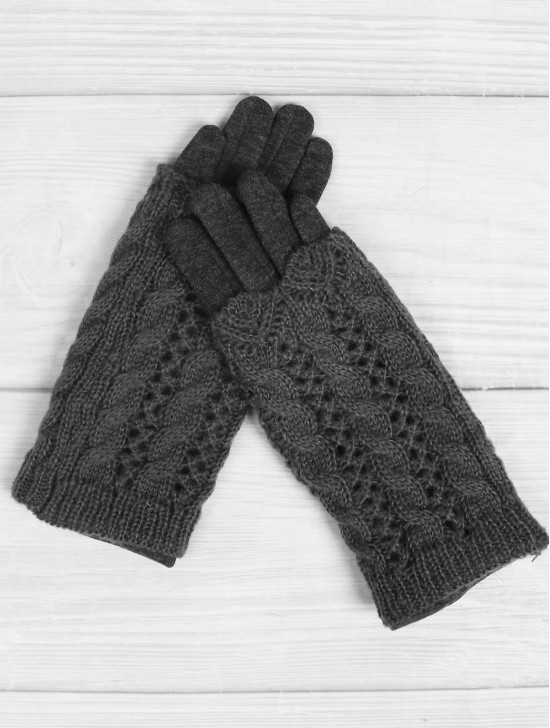 Double Layered Cable Knit Touch Screen Glove