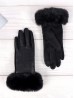 PU Touch Screen Gloves w/ Faux Fur Trims