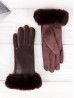 PU Touch Screen Gloves w/ Faux Fur Trims