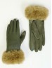 PU Touch Screen Gloves w/ Faux Fur Trims