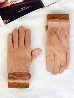 Unisex Suede Touch Screen Gloves W/ Button Buckle