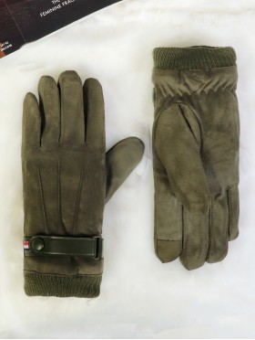 Unisex Suede Touch Screen Gloves W/ Button Buckle