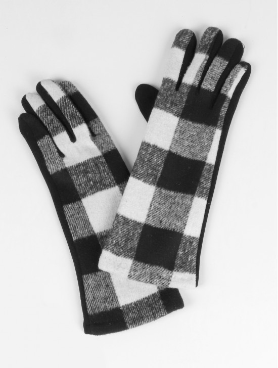 Plaid Patterned Touch Screen Long Gloves