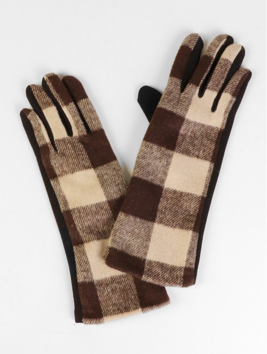 Plaid Patterned Touch Screen Long Gloves