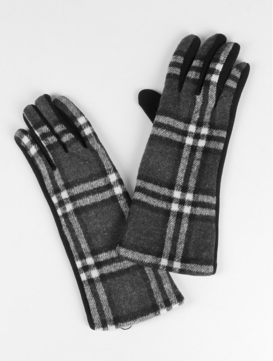 Plaid Patterned Touch Screen Long Gloves