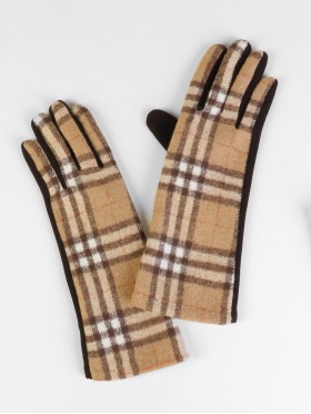 Plaid Patterned Touch Screen Long Gloves