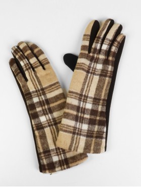 Plaid Patterned Touch Screen Long Gloves