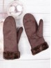 Suede Mittens W/ Fur Trim