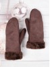 Suede Mittens W/ Fur Trim