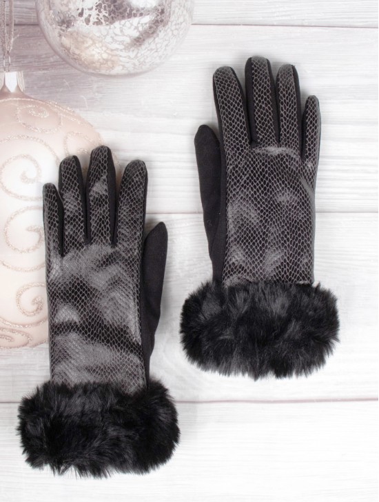 Snake Skin Pattern Touch Screen Gloves 