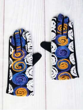 Color Pattern Stitch Touch Screen Gloves 