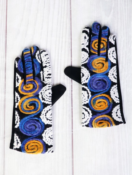 Color Pattern Stitch Touch Screen Gloves 