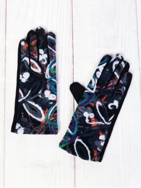 Color Pattern Stitch Touch Screen Gloves 