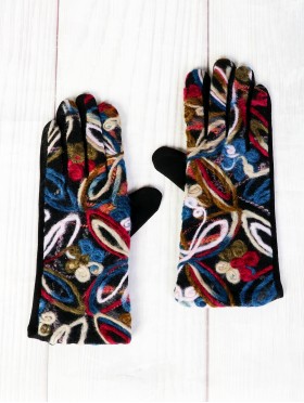 Color Pattern Stitch Touch Screen Gloves 