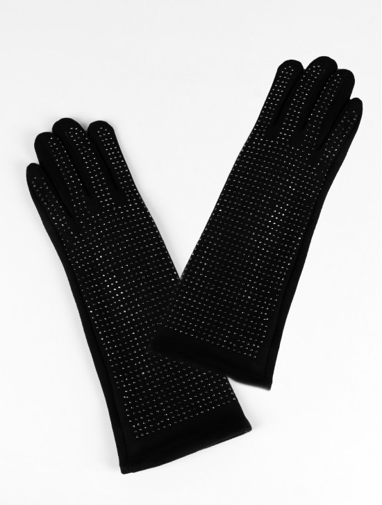 Rhinestone Touch Screen Long Gloves