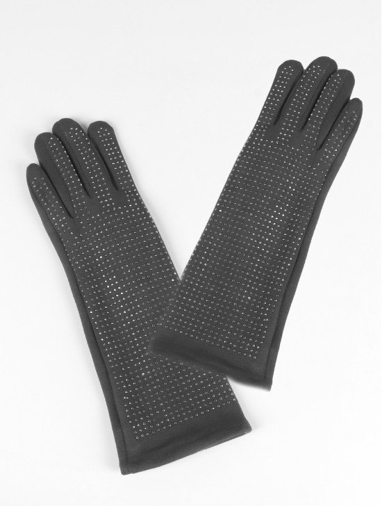 Rhinestone Touch Screen Long Gloves